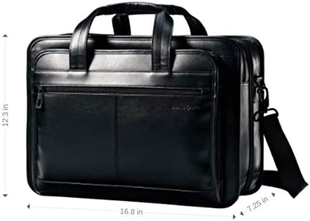 Samsonite Leather Expandable Briefcase, Black, One Size, 17" - Image 5